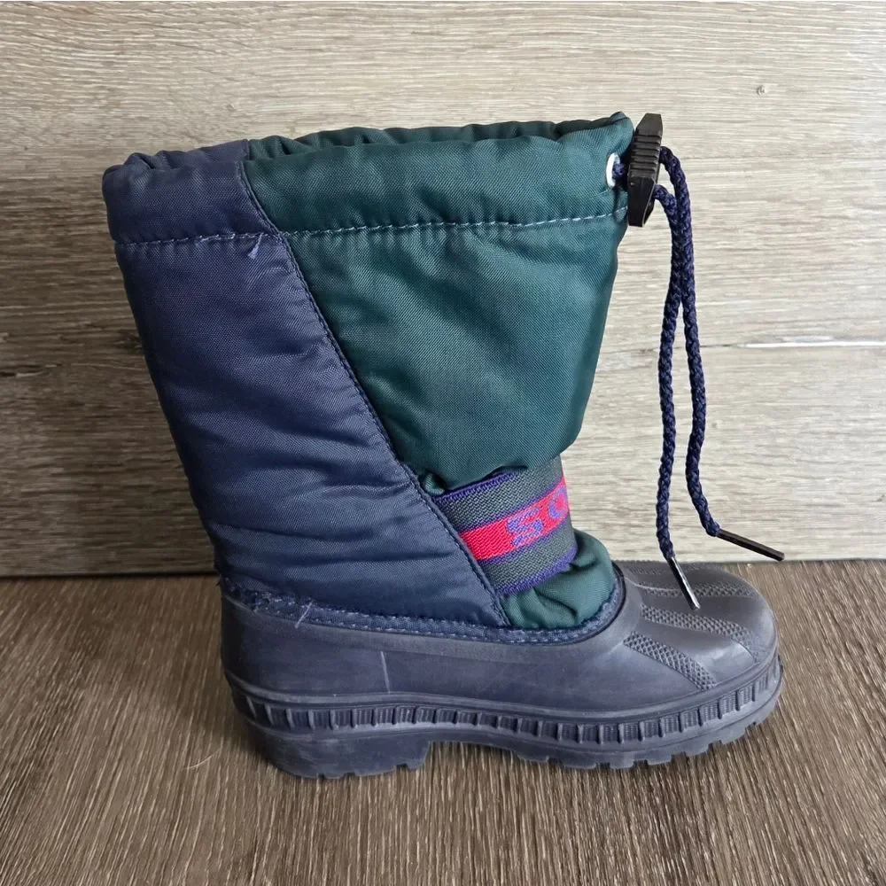 Vintage Sorel Winter Snow Boots - Navy Blue and Green- Size 11 Toddler